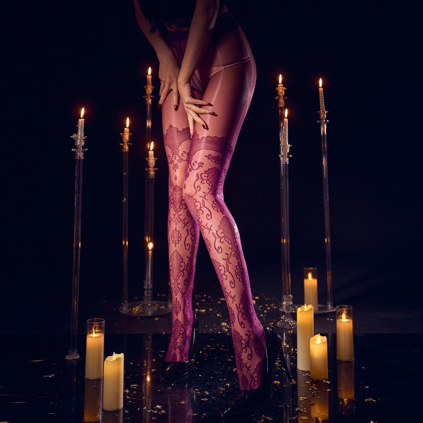 15D Baroque Patterned Sheer Tights